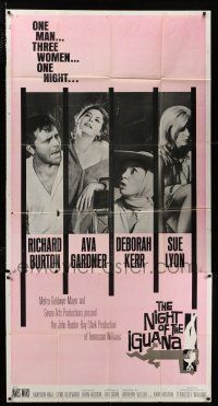 4j589 NIGHT OF THE IGUANA 3sh '64 Richard Burton, Ava Gardner, Sue Lyon, Deborah Kerr, John Huston