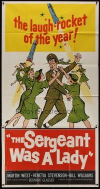 4j650 SERGEANT WAS A LADY 3sh '61 Martin West, wacky artwork of military women chasing after man!