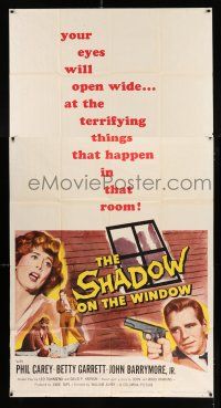 4j651 SHADOW ON THE WINDOW 3sh '57 super close up of Betty Garrett scared for her life!