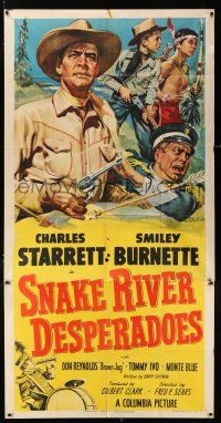 4j661 SNAKE RIVER DESPERADOES 3sh '51 art of Charles Starrett & Smiley Burnette by Glenn Cravath!