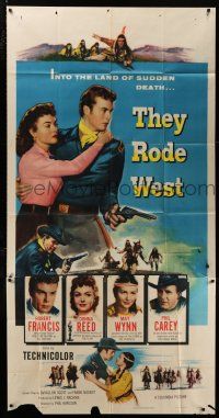 4j695 THEY RODE WEST 3sh '54 Robert Francis, May Wynn, Donna Reed, into the land of sudden death!