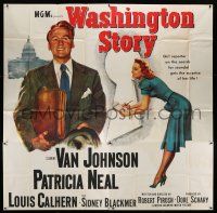 4j258 WASHINGTON STORY 6sh '52 great image of Van Johnson with briefcase & Patricia Neal!