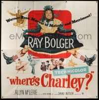 4j260 WHERE'S CHARLEY 6sh '52 great artwork of wacky cross-dressing Ray Bolger!