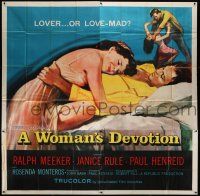 4j263 WOMAN'S DEVOTION 6sh '56 artwork of Paul Henreid & Janice Rule. lover or love-mad!