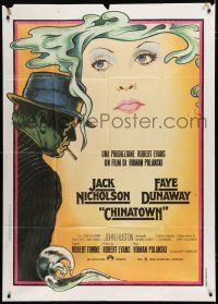 4j112 CHINATOWN Italian 1p '74 art of Jack Nicholson & Faye Dunaway by Jim Pearsall, Polanski