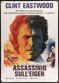 4j124 EIGER SANCTION Italian 1p '75 different artwork of Clint Eastwood by Jean Mascii!