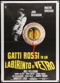 4j126 EYEBALL Italian 1p '74 Umberto Lenzi, Casaro art creepy bleeding eye & terrified girl!