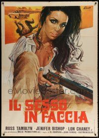 4j127 FEMALE BUNCH Italian 1p '76 best different Crovato art of sexy bad girl with rifle!