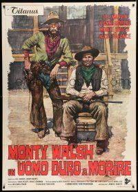 4j154 MONTE WALSH Italian 1p '70 different art of cowboy Lee Marvin & Jack Palance by Ciriello!