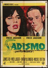 4j165 PERFORMANCE Italian 1p '71 directed by Nicolas Roeg, art of Mick Jagger by Enzo Nistri!