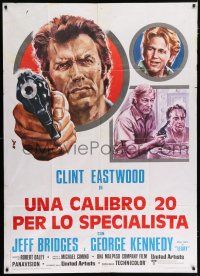 4j184 THUNDERBOLT & LIGHTFOOT Italian 1p '74 different Avelli artwork of Clint Eastwood with gun!