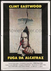4j077 ESCAPE FROM ALCATRAZ Italian 2p '79 cool artwork of Clint Eastwood busting out by Lettick!