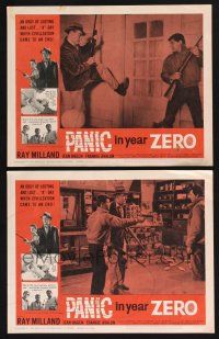 4k973 PANIC IN YEAR ZERO 2 LCs '62 great images of Ray Milland & Frankie Avalon with guns!