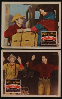 4k976 RAWHIDE 2 LCs '51 Tyrone Power gets luggage for pretty Susan Hayward & w/ Buchanan!