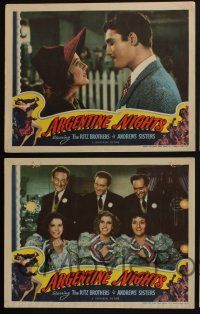 4k558 ARGENTINE NIGHTS 6 LCs '40 The Ritz Brothers, The Andrews Sisters, fantastic border art!