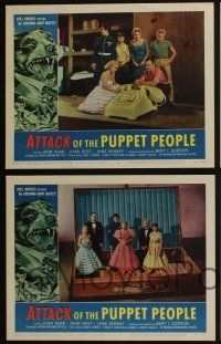 4k094 ATTACK OF THE PUPPET PEOPLE 8 LCs '58 special effects images with tiny people & giant props!