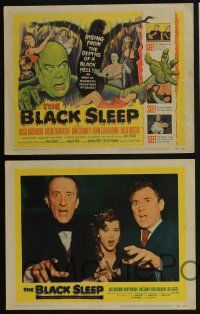 4k117 BLACK SLEEP 8 LCs '56 Lon Chaney Jr., Bela Lugosi, Tor Johnson, terror-drug wakes the dead!