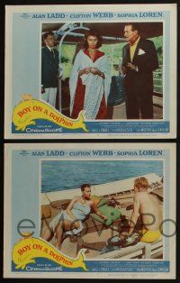 4k661 BOY ON A DOLPHIN 4 LCs '57 great images of Alan Ladd & sexiest Sophia Loren!