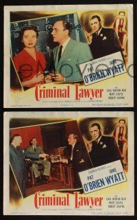 4k809 CRIMINAL LAWYER 3 LCs '51 alcoholic Pat O'Brien, sexy Jane Wyatt in red dress!