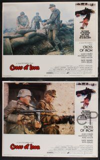 4k161 CROSS OF IRON 8 LCs '77 Sam Peckinpah, Tanenbaum border art of fallen WWII Nazi soldier!