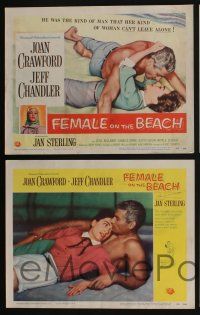 4k203 FEMALE ON THE BEACH 8 LCs '55 Joan Crawford and Jeff Chandler, Jan Sterling on boat!