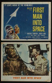 4k208 FIRST MAN INTO SPACE 8 LCs '59 great images of test pilot mutated into gruesome monster +more!
