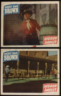 4k713 HIDDEN DANGER 4 LCs '48 Johnny Mack Brown, Raymond Hatton, cool western action scenes!