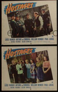 4k831 HOSTAGES 3 LCs '43 Luise Rainer, right out of Hitler's cracking Fortress Europe!