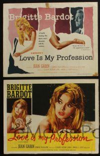 4k312 LOVE IS MY PROFESSION 8 LCs '59 Georges Simenon's En Cas de Malheur, sexy Brigitte Bardot!