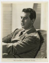 4m363 FRED MACMURRAY 8x10 still '41 waist-high portrait in suit & tie seated on lounge chair!