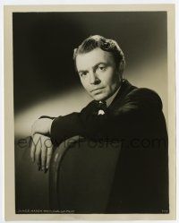 4m460 JAMES MASON deluxe 8x10 still '50s somber portrait in black tie leaning over chair!