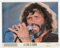 4m048 STAR IS BORN 8x10 mini LC #3 '77 rock star Kris Kristofferson singing into microphone!
