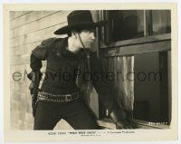 4m885 WILD WEST DAYS chapter 7 8x10.25 still '37 Johnny Mack Brown all in black outside window!