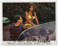 4m023 FATHOM color English FOH LC '67 Tom Adams stares at sexy Raquel Welch in bikini on speed boat!
