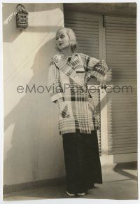 4m199 CAROLE LOMBARD 6x8.75 still '34 wearing plaid jacket between scenes of Now & Forever!