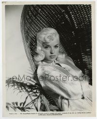 4m277 DIANA DORS 8.25x10 still '57 the English Marilyn Monroe sitting in chair with enigmatic look!