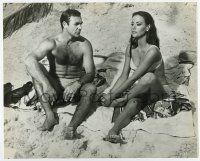 4m831 THUNDERBALL 8.25x10 still '65 Sean Connery as James Bond on beach with sexy Claudine Auger!