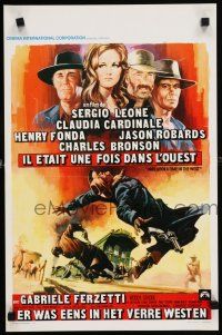4p440 ONCE UPON A TIME IN THE WEST Belgian R70s Leone, art of Cardinale, Fonda, Bronson & Robards!