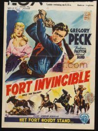 4p442 ONLY THE VALIANT Belgian '51 different Wik artwork of Gregory Peck swinging rifle!