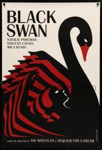 4p108 BLACK SWAN teaser DS English 1sh '10 cool merged swan and dancer deco La Boca art!