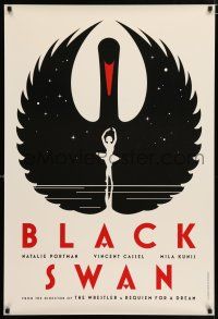 4p111 BLACK SWAN teaser DS English 1sh '10 Natalie Portman, white dancer in swan art by La Boca!