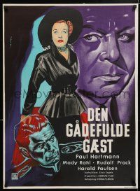 4p791 LADY IN BLACK Danish '53 Paul Hartmann, Mady Rahl, moody different art!