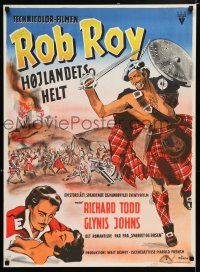 4p814 ROB ROY Danish '54 Disney, Munch art of Richard Todd as The Scottish Highland Rogue!