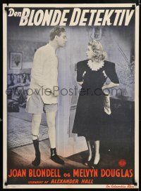 4p826 THERE'S ALWAYS A WOMAN Danish R42 different image of Joan Blondell & Melvyn Douglas!