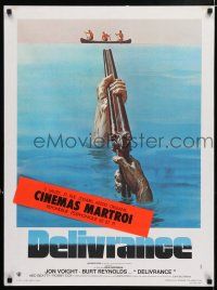 4p159 DELIVERANCE French 24x32 '72 John Boorman classic, great art of shotgun pointed at canoers!