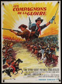 4p166 GLORY GUYS French 23x31 '65 Sam Peckinpah, Tom Tryon, cool different Roger Soubie art!