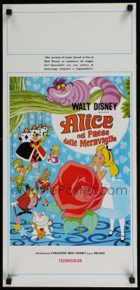 4p495 ALICE IN WONDERLAND Italian locandina R80s Walt Disney Lewis Carroll classic!