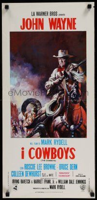 4p508 COWBOYS Italian locandina '72 different artwork of cowboy John Wayne in western action!