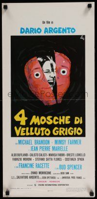 4p516 FOUR FLIES ON GREY VELVET Italian locandina R70s Dario Argento's 4 Mosche di Velluto Grigio