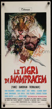 4p544 LE TIGRI DI MOMPRACEM Italian locandina '70 Mario Aequi, Averardo Ciriello art with tiger!